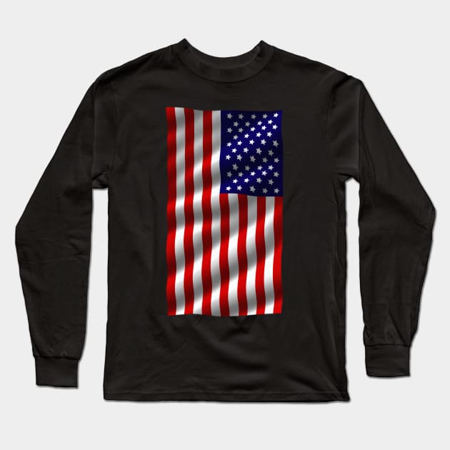 Wavy American flag Long Sleeve T-Shirt by DrewskiDesignz